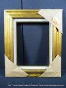 GOLD PAINTED, W/ LINEN INLAY, CARVED WOODEN FRAME 20 X 24