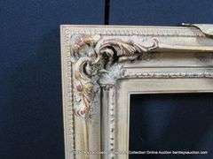 GOLD & BEIGE PAINTED, CARVED ORNATE WOODEN FRAME 17 X 19