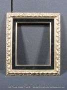 SILVER PAINTED, W/ BLACK VELVET INLAY, CARVED WOODEN FRAME 12 X 14