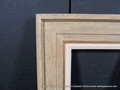LIGHT-WASHED DRIFTWOOD, W/ LINEN INLAY, CARVED WOODEN FRAME 21 X 44