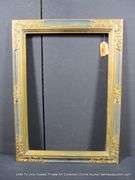 NAVY & GOLD PAINTED, CARVED ORNATE WOODEN FRAME 23 X 31