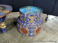 GIANT CLOISONNE CENSER, 3 PCS, 50"T X 29.5"W