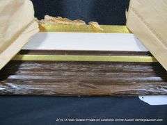 DARK-STAINED & GOLD PAINTED, W/ LINEN INLAY, DRIFTWOOD STYLE CARVED WOODEN FRAME 19 X 21