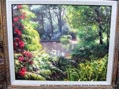 GARDEN SCENE W/ SWAN 24 X 28