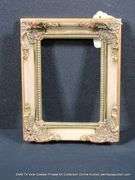 GOLD PAINTED, W/ RED ACCENTS, CARVED ORNATE WOODEN FRAME 8 X 10