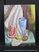 CANDLE, VASE, LEMON STILL LIFE
