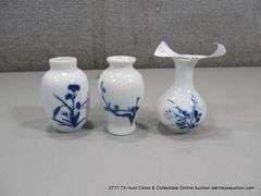 LOT: 3 SMALL MINI ORIENTAL CERAMIC VASES, 2 5/8, CHINA
