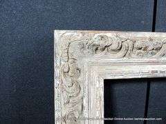 GRAY-WASHED, CARVED ORNATE WOODEN FRAME 25 X 29