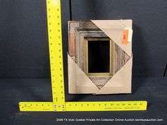 STAINTED WOOD, W/ GOLD PAINTED INLAY, CARVED WOODEN FRAME 12 X 14