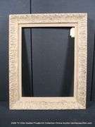 GRAY-WASHED W/ GOLD ACCENTS, W/ LINEN INLAY, CARVED ORNATE WOODEN FRAME 25 X 31