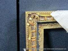 GOLD & BLACK PAINTED, CARVED ORNATE WOODEN FRAME 9 X 11
