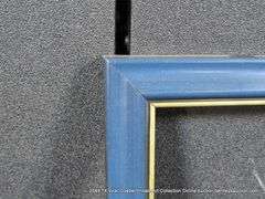 NAVY BLUE PAINTED, W/ THIN SILVER PAINTED INLAY, WOODEN FRAME 10 X 12