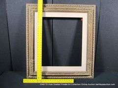 BRONZE PAINTED, W/ LINEN INLAY, CARVED ORNATE WOODEN FRAME 31 X 34