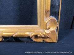 BLACK & GOLD PAINTED, CARVED ORNATE WOODEN FRAME 25 X 29