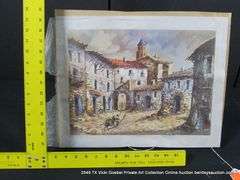 MAN & HORSE IN SPANISH VILLAGE