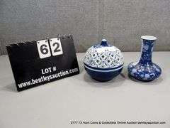 LOT: CERAMIC VASE & POTPOURRI BOWL