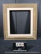 BRONZE PAINTED, W/ LINEN INLAY, CARVED ORNATE WOODEN FRAME 31 X 34