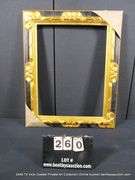 BLACK & GOLD PAINTED, CARVED ORNATE WOODEN FRAME 25 X 29