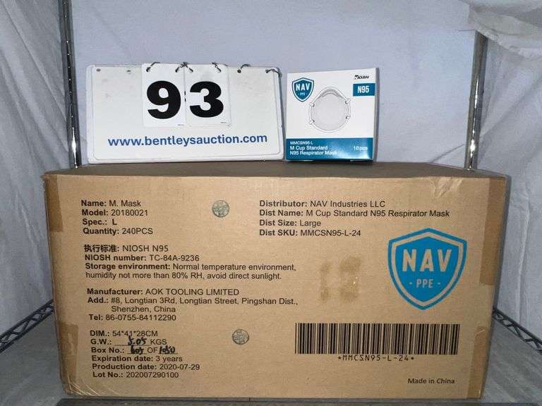 BOX: NAV N95 RESPIRATOR MASKS