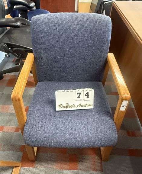 BLUE UPHOLSTERED ARM CHAIR