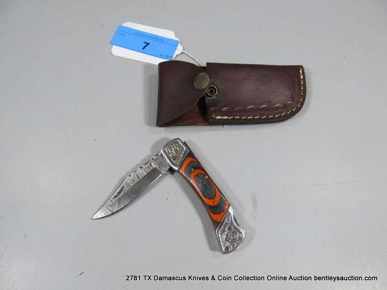 FOLDING KNIFE BLADE 3" - ORANGE & BLACK HANDLE W/ CASE