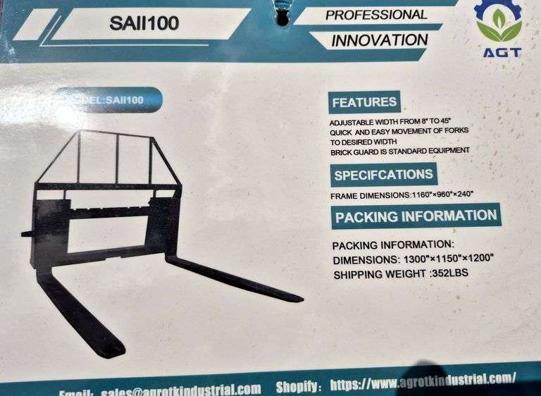 2025 MOWER KING SKID STEER FORKS MODEL: SA - ADJUSTABLE, QUICK ATTACH, S/N: SA25050101C-06C