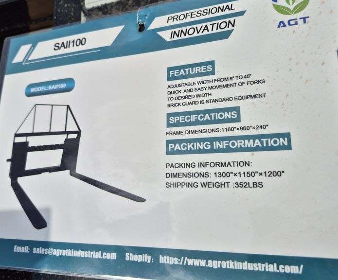 2024/2025 MOWER KING SKID STEER FORKS MODEL SA - ADJUSTABLE, QUICK ATTACH, S/N: SA25010501N-06N