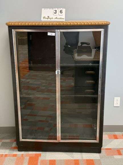 BLACK GLASS DOOR BOOKCASE