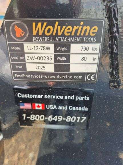2025 WOLVERINE SKID STEER LAND LEVELER ATTACHMENT MODEL: LL-12-78W, 78"
