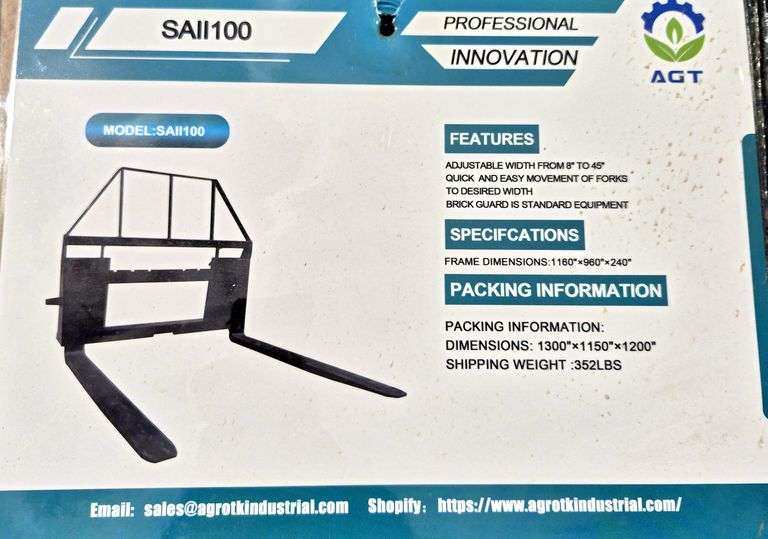 2025 MOWER KING SKID STEER FORKS MODEL: SA - ADJUSTABLE, QUICK ATTACH, S/N: SA25050104C