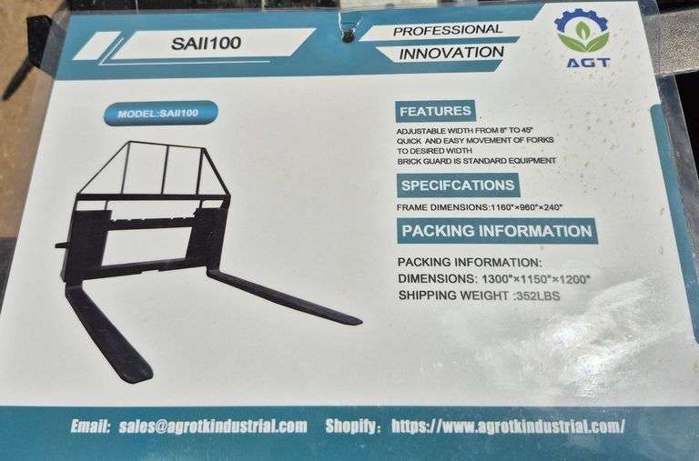 2024/2025 MOWER KING SKID STEER FORKS MODEL SA - ADJUSTABLE, QUICK ATTACH, S/N: SA25010501N-06N