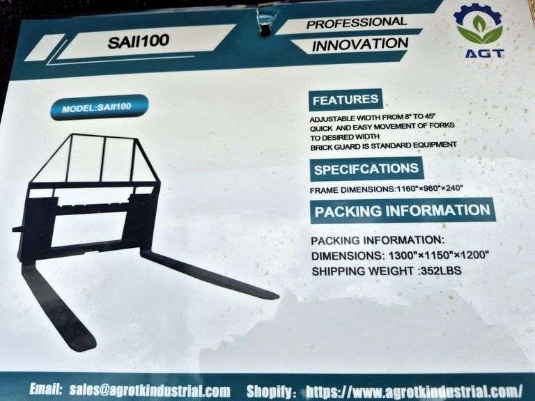 2025 MOWER KING SKID STEER FORKS MODEL: SA - ADJUSTABLE, QUICK ATTACH, S/N: SA25050106C