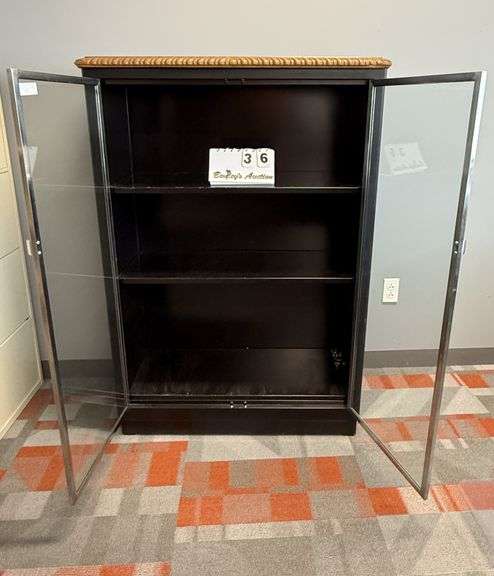 BLACK GLASS DOOR BOOKCASE