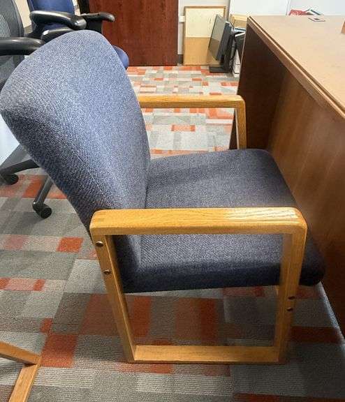 BLUE UPHOLSTERED ARM CHAIR