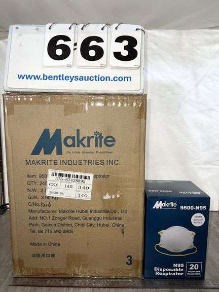 BOX OF MAKRITE N95 RESPIRATOR MASKS