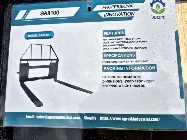 2025 MOWER KING SKID STEER FORKS MODEL: SA - ADJUSTABLE, QUICK ATTACH, S/N: SA25050101C-06C
