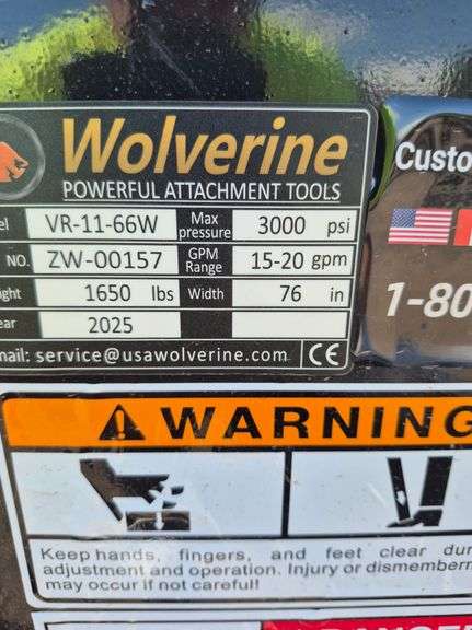2025 WOLVERINE SKID STEER VIBRATORY ROLLER ATTACHMENT MODEL: VR-11-66W, 66"