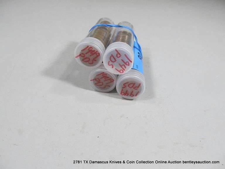 3-1/2 TUBES: 1949 P,D,S MINT LINCOLN HEAD WHEAT PENNIES (3X MONEY)