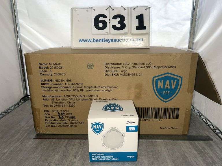 BOX OF NAV N95 RESPIRATOR MASKS