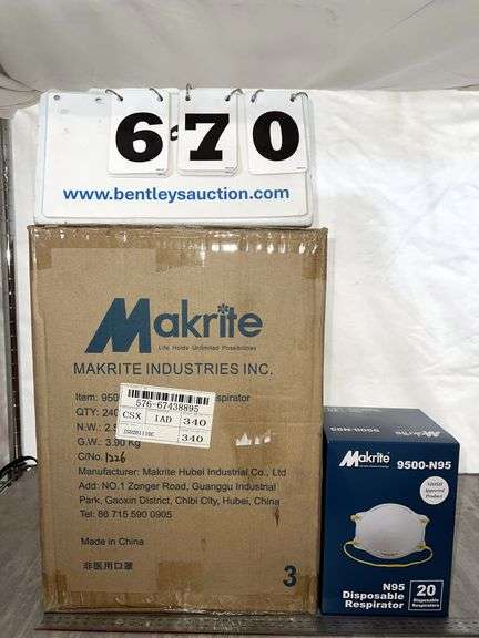 BOX OF MAKRITE N95 RESPIRATOR MASKS