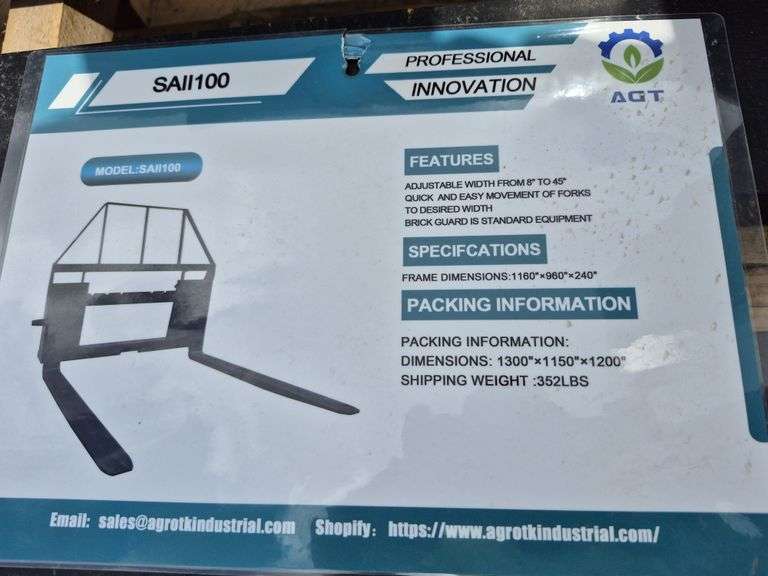 2024/2025 MOWER KING SKID STEER FORKS MODEL SA - ADJUSTABLE, QUICK ATTACH, S/N: SA25010501N-06N