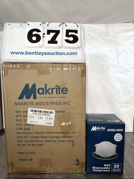 BOX OF MAKRITE N95 RESPIRATOR MASKS