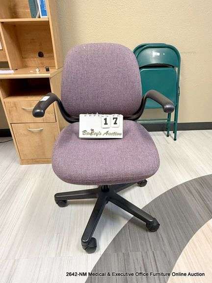 PURPLE ARM CHAIR ON CASTERS