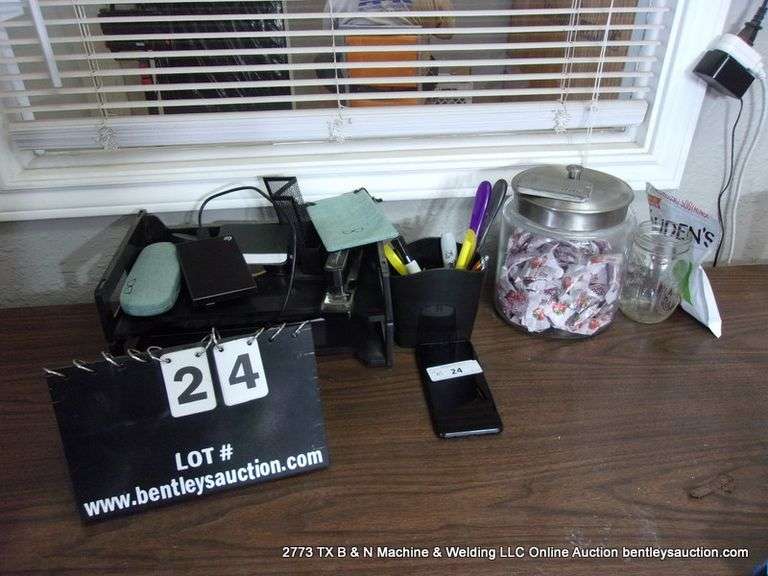 LOT: SAMSUNG SM-A136U, DESK DIVIDER, STAPLER, ETC