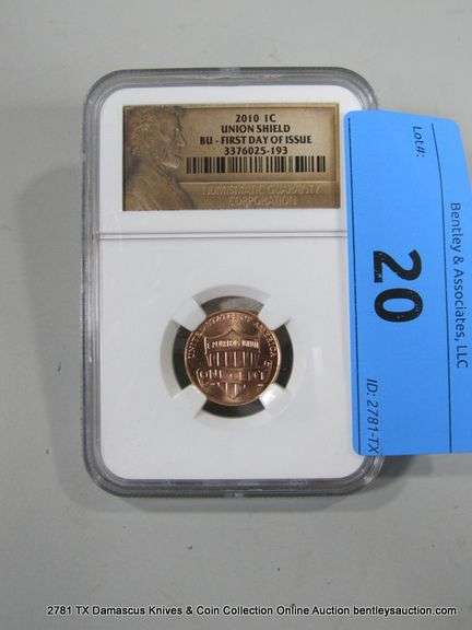 2010 IC UNION SHIELD BU FIRST DAY OF ISSUE - LINCOLN HEAD PENNY
