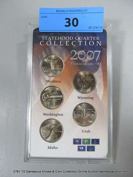 WHITMAN DISPLAY - 2007 STATEHOOD QUARTER COLLECTION - 5 COINS