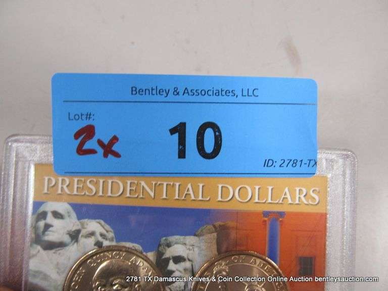 WHITMAN DISPLAYS: PRESIDENTIAL GOLDEN DOLLARS - (2) JAMES MADISON & (2) JOHN ADAMS (4 COINS TOTAL)