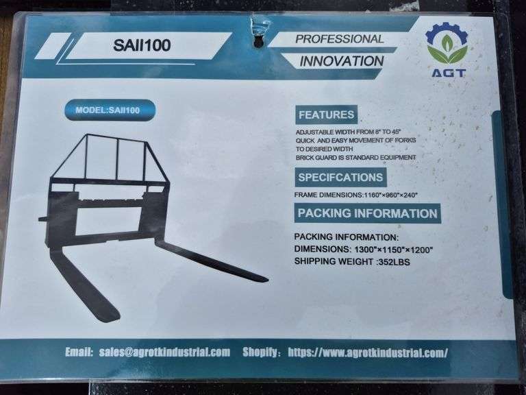 2024/2025 MOWER KING SKID STEER FORKS MODEL SA - ADJUSTABLE, QUICK ATTACH, S/N: SA25010501N-06N