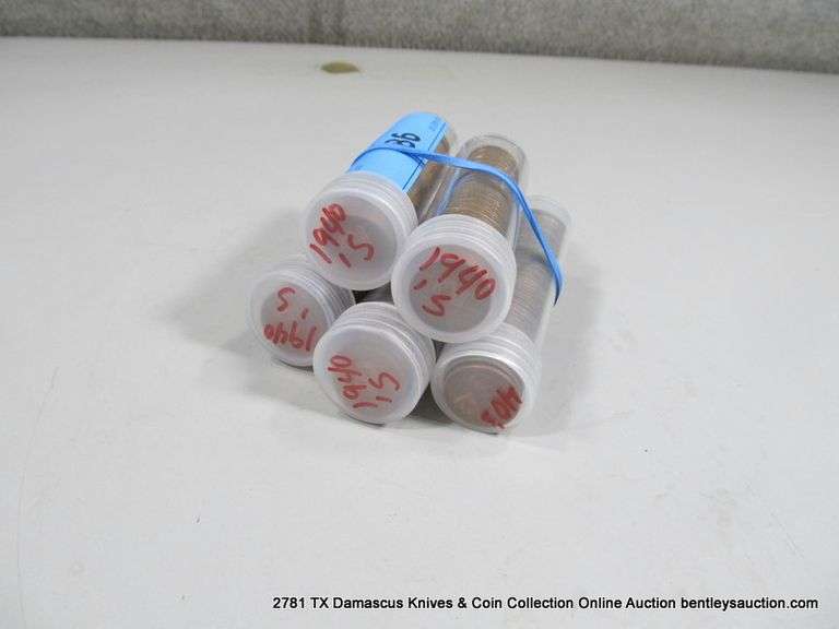 TUBES: 1940'S MIXED LINCOLN HEAD WHEAT PENNIES (5X MONEY)