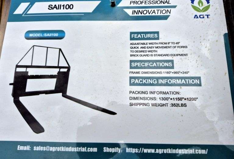 2025 MOWER KING SKID STEER FORKS MODEL: SA - ADJUSTABLE, QUICK ATTACH, S/N: SA25050105C